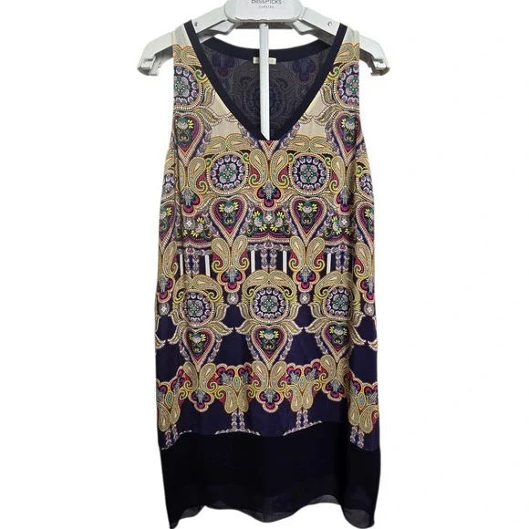 Leifsdottir Anthropologie Silk Paisley Shift Dress 10 Sleeveless Boho Women's - Picture 2 of 11